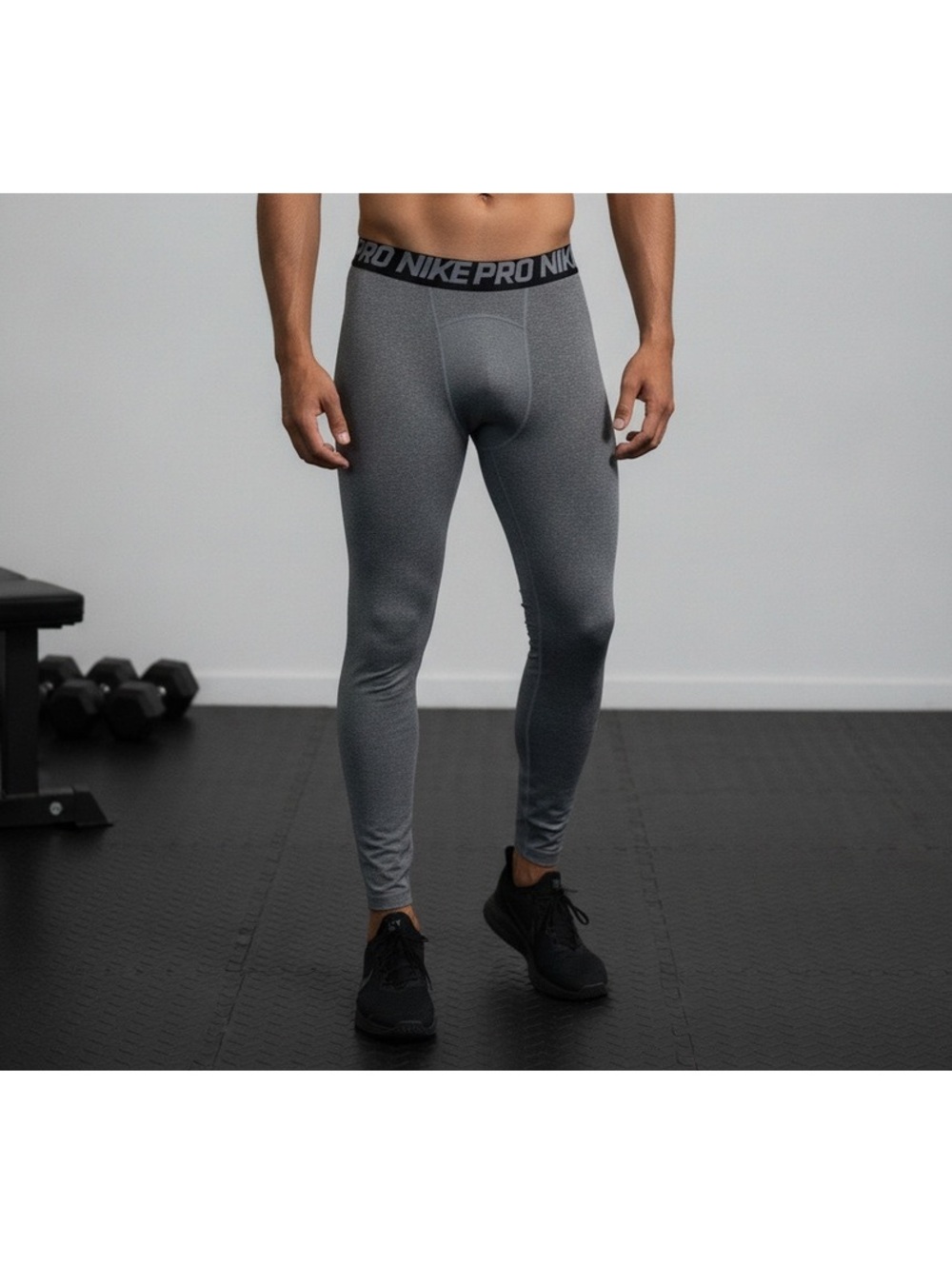 Nike Pro Men’s Heather Gray Compression Tights size XL Football, Basketball